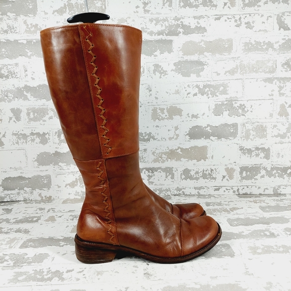 Davos Gomma Round Toe Brown Leather Side Zip Ridding Boots F446 - Picture 5 of 14